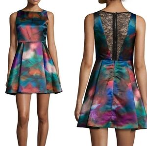 Alice + Olivia Multicolor Belia Emery A-Line Watercolor Dress